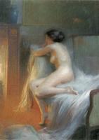 Delphin Enjolras - A Nude Reclining By The Fire